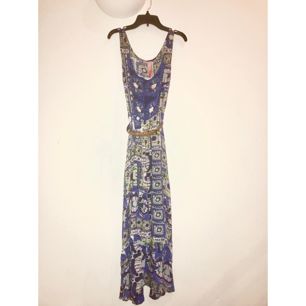 Eight Sixty Dress-Blue Pattern High-Low + Belt (S)